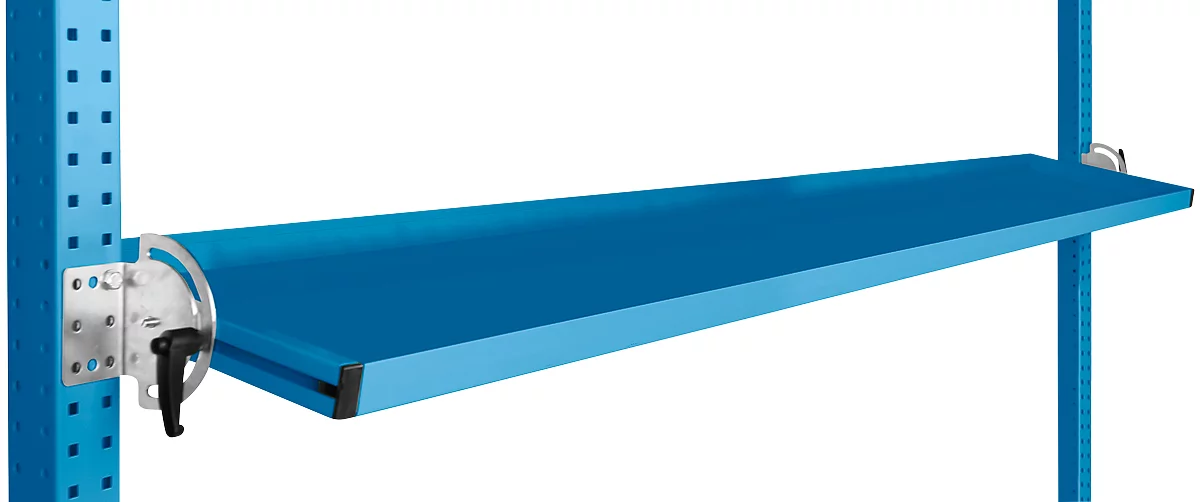 Consola de almacenamiento inclinable Manuflex, para serie Universal o Profi, profundidad útil 345 mm, para anchura de mesa 1750 mm, azul luminoso