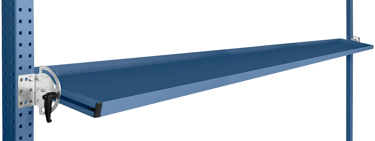 Consola de almacenamiento inclinable Manuflex, para serie Universal o Profi, profundidad útil 345 mm, para anchura de mesa 2000 mm, azul brillante