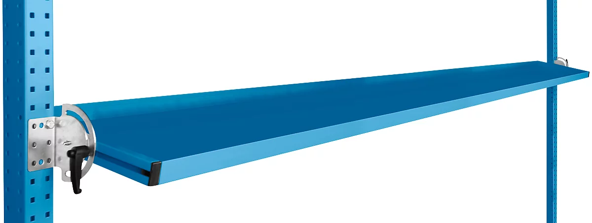 Consola de almacenamiento inclinable Manuflex, para serie Universal o Profi, profundidad útil 345 mm, para anchura de mesa 2000 mm, azul luminoso