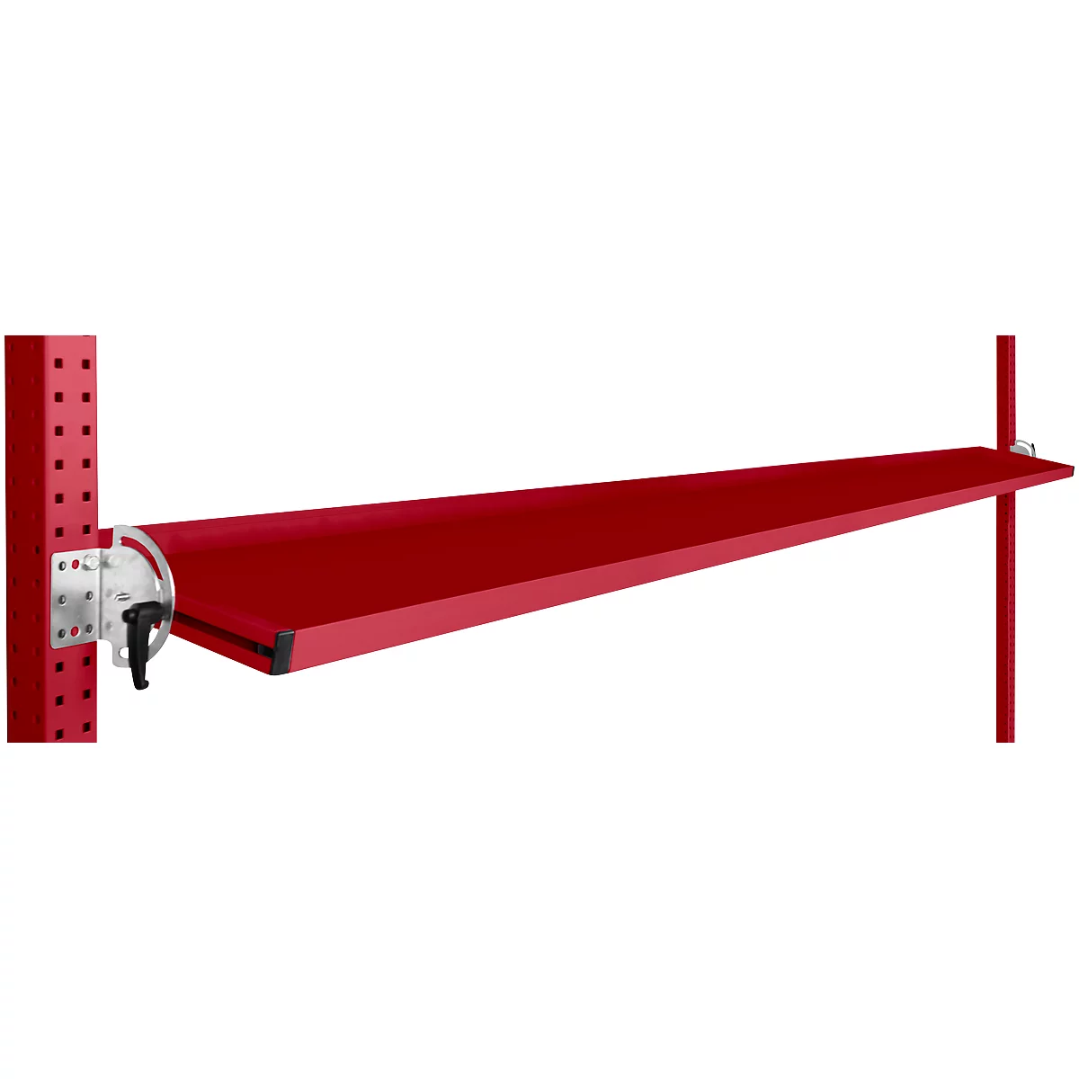 Consola de almacenamiento inclinable Manuflex, para serie Universal o Profi, profundidad útil 345 mm, para anchura de mesa 2000 mm, rojo rubí