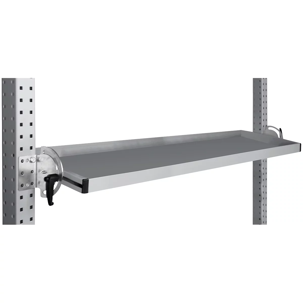 Console de rangement inclinable Manuflex, pour séries Universal ou Profi, profondeur utile 195 mm, pour largeur de table de 1500 mm, alu argent