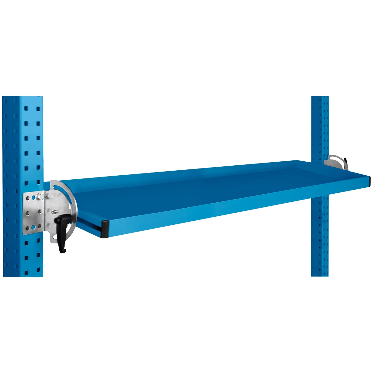 Console de rangement inclinable Manuflex, pour séries Universal ou Profi, profondeur utile 195 mm, pour largeur de table de 1500 mm, bleu clair