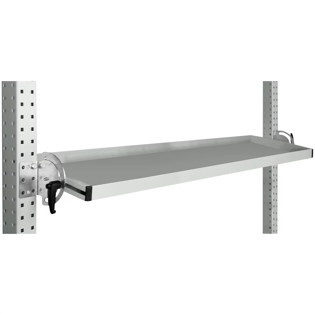 Console de rangement inclinable Manuflex, pour séries Universal ou Profi, profondeur utile 195 mm, pour largeur de table de 1500 mm, gris clair
