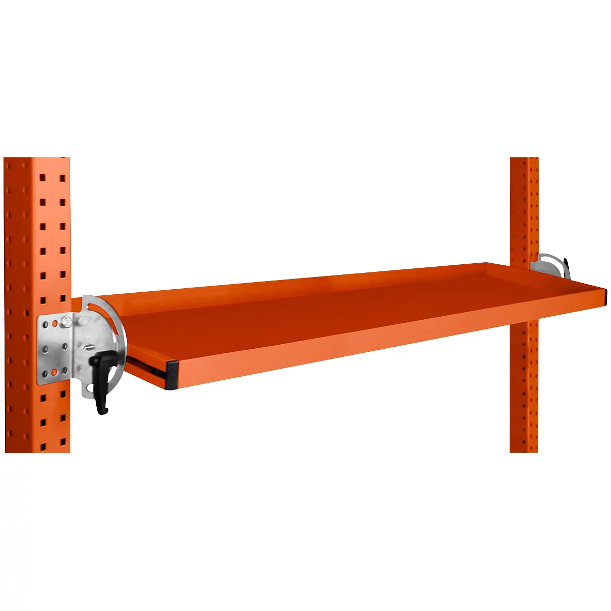 Console de rangement inclinable Manuflex, pour séries Universal ou Profi, profondeur utile 195 mm, pour largeur de table de 1500 mm, rouge orangé