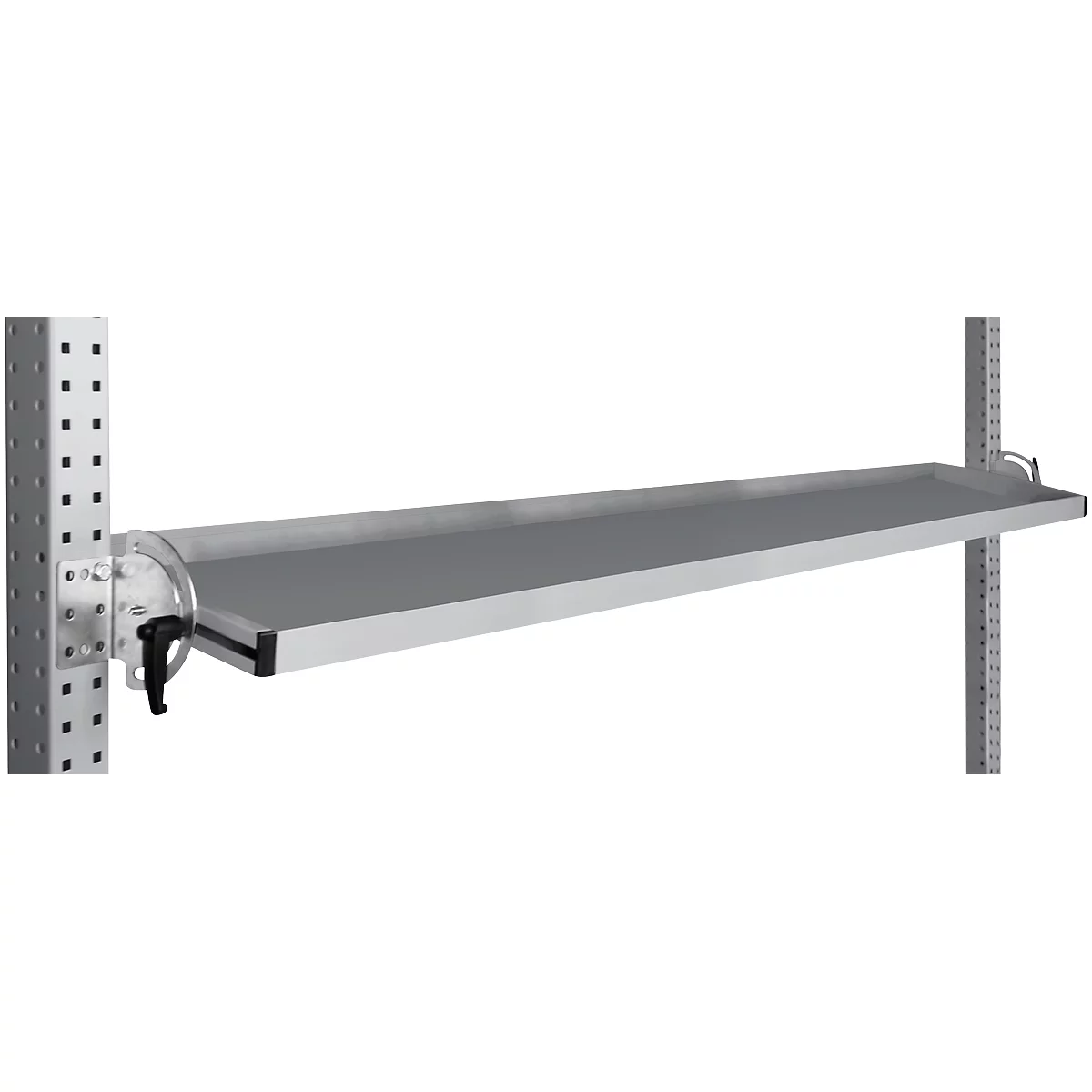 Console de rangement inclinable Manuflex, pour séries Universal ou Profi, profondeur utile 195 mm, pour largeur de table de 1750 mm, alu argent