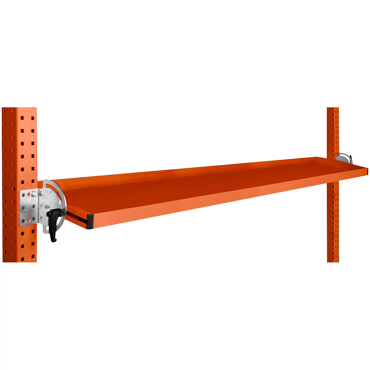 Console de rangement inclinable Manuflex, pour séries Universal ou Profi, profondeur utile 195 mm, pour largeur de table de 1750 mm, rouge orangé