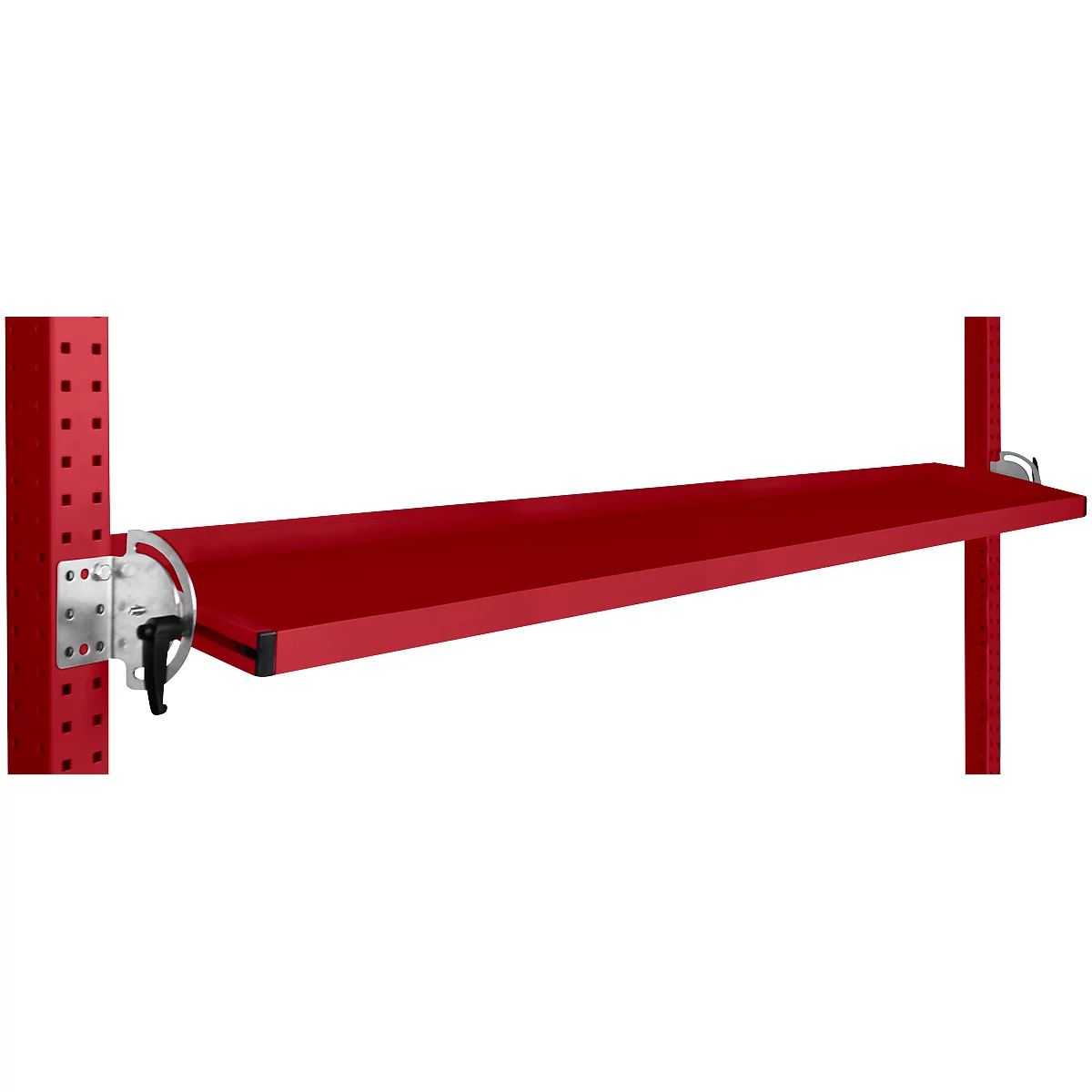 Console de rangement inclinable Manuflex, pour séries Universal ou Profi, profondeur utile 195 mm, pour largeur de table de 1750 mm, rouge rubis