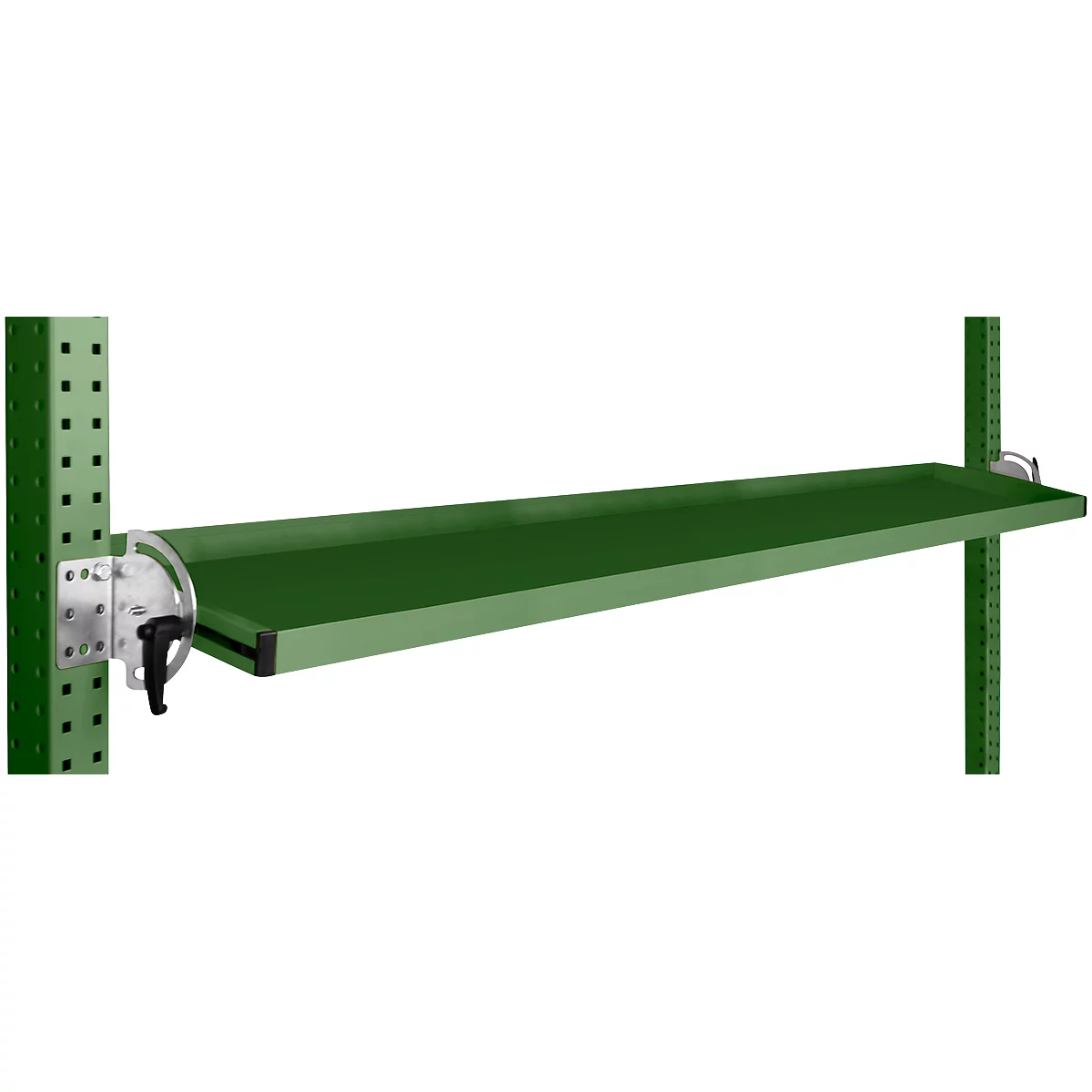 Console de rangement inclinable Manuflex, pour séries Universal ou Profi, profondeur utile 195 mm, pour largeur de table de 1750 mm, vert réséda