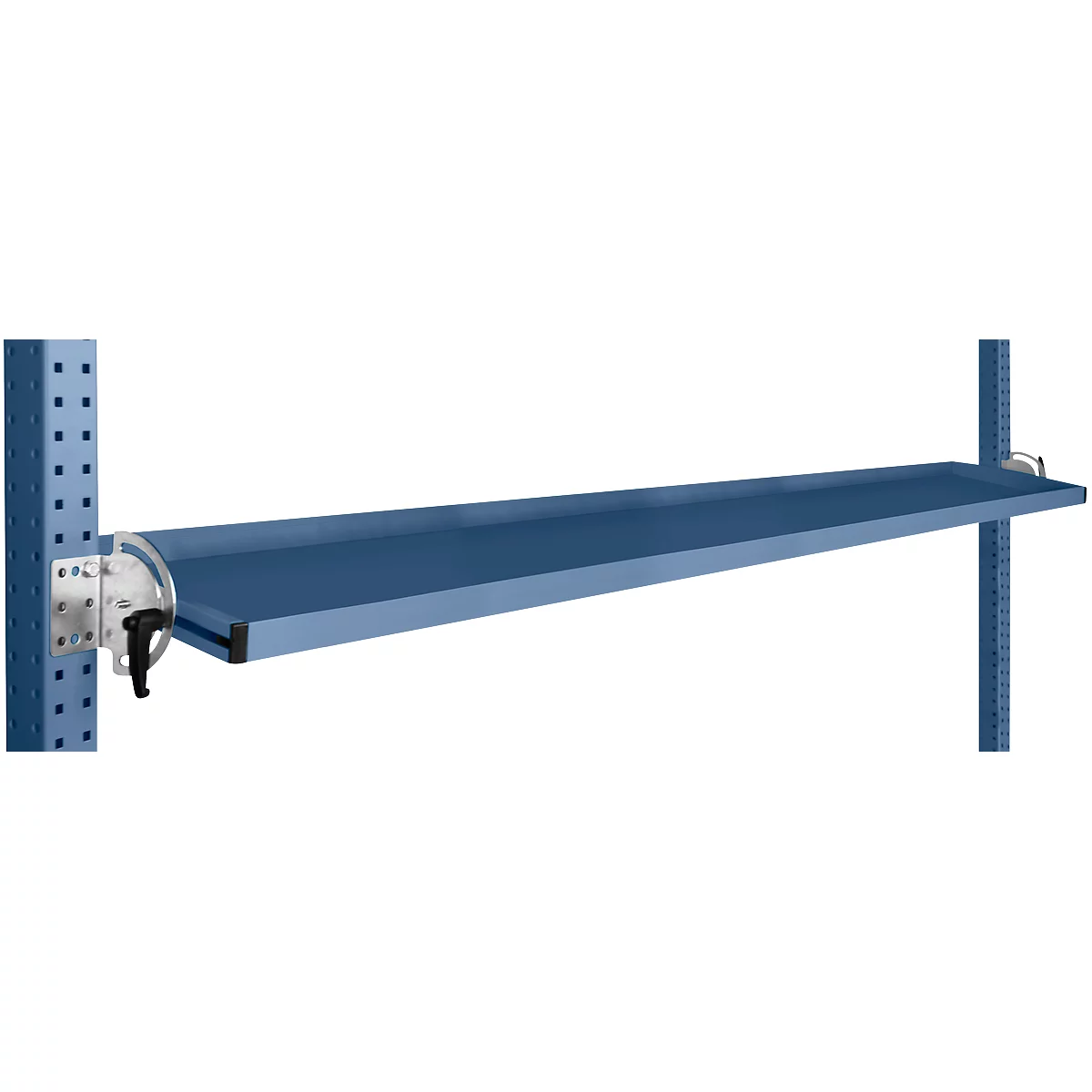 Console de rangement inclinable Manuflex, pour séries Universal ou Profi, profondeur utile 195 mm, pour largeur de table de 2000 mm, bleu brillant