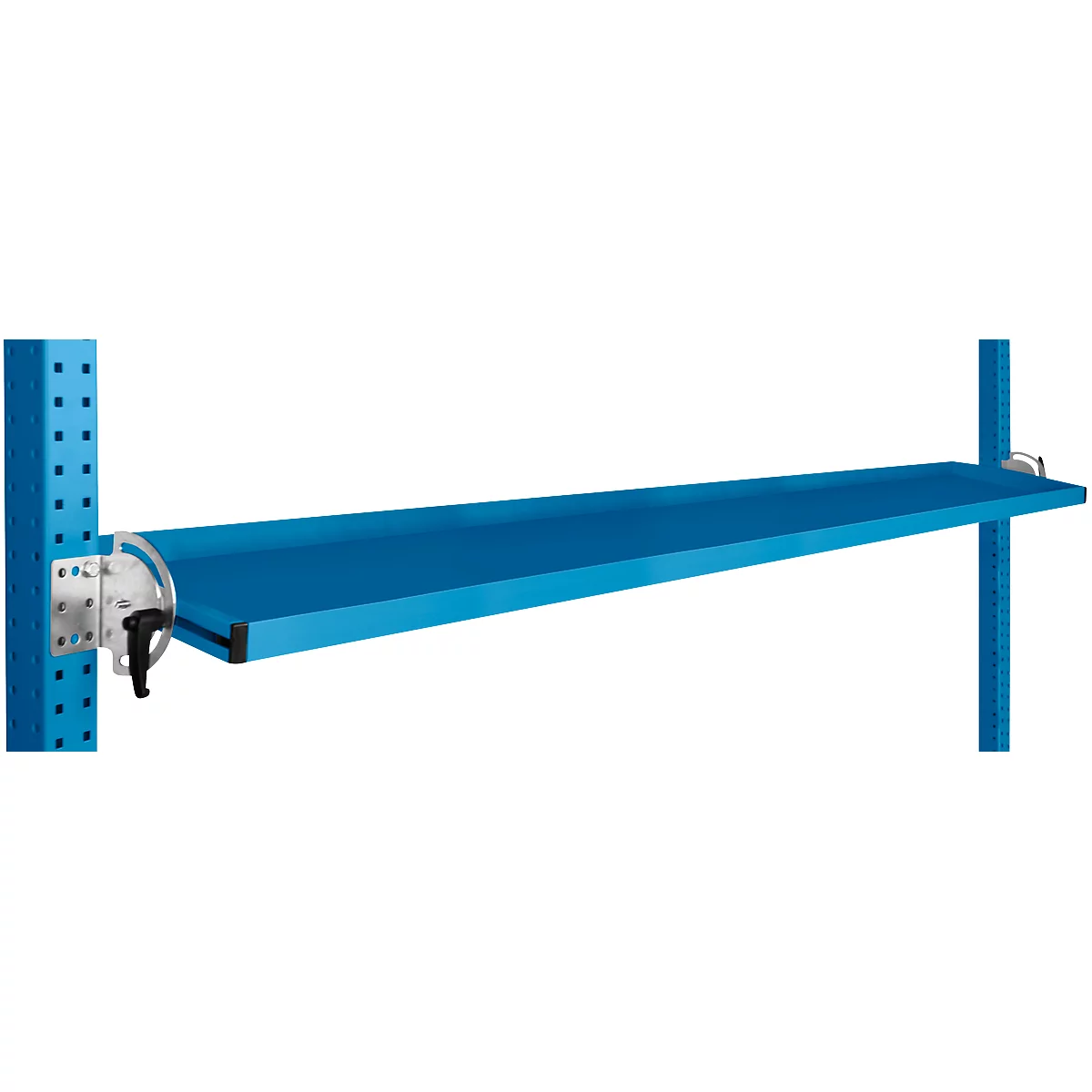Console de rangement inclinable Manuflex, pour séries Universal ou Profi, profondeur utile 195 mm, pour largeur de table de 2000 mm, bleu clair