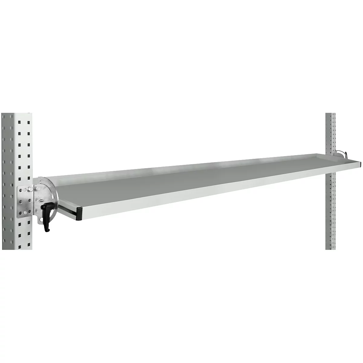 Console de rangement inclinable Manuflex, pour séries Universal ou Profi, profondeur utile 195 mm, pour largeur de table de 2000 mm, gris clair