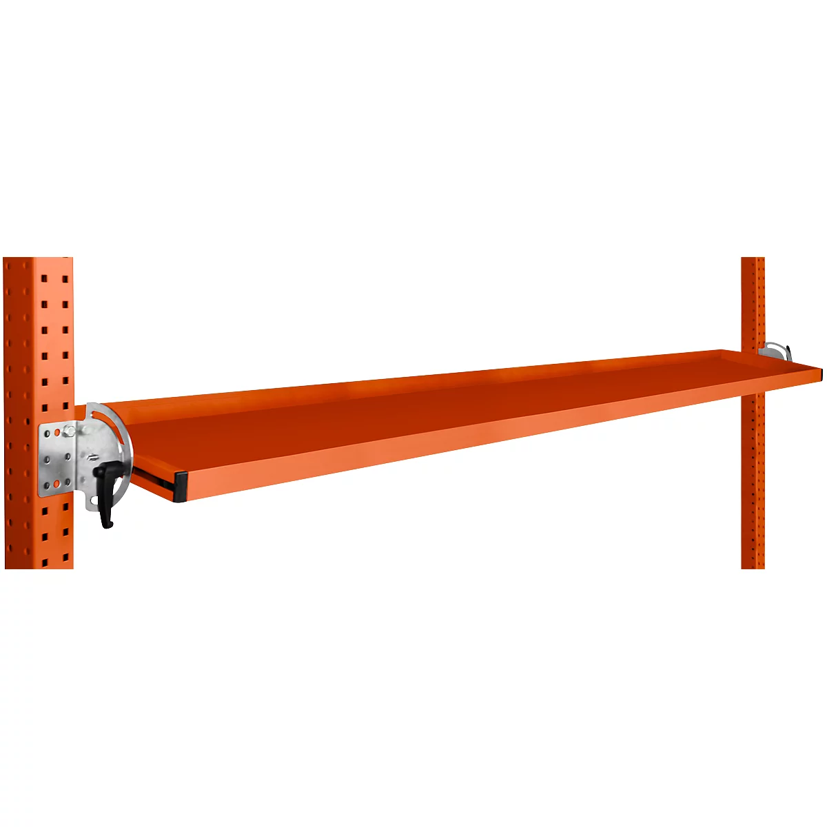 Console de rangement inclinable Manuflex, pour séries Universal ou Profi, profondeur utile 195 mm, pour largeur de table de 2000 mm, rouge orangé