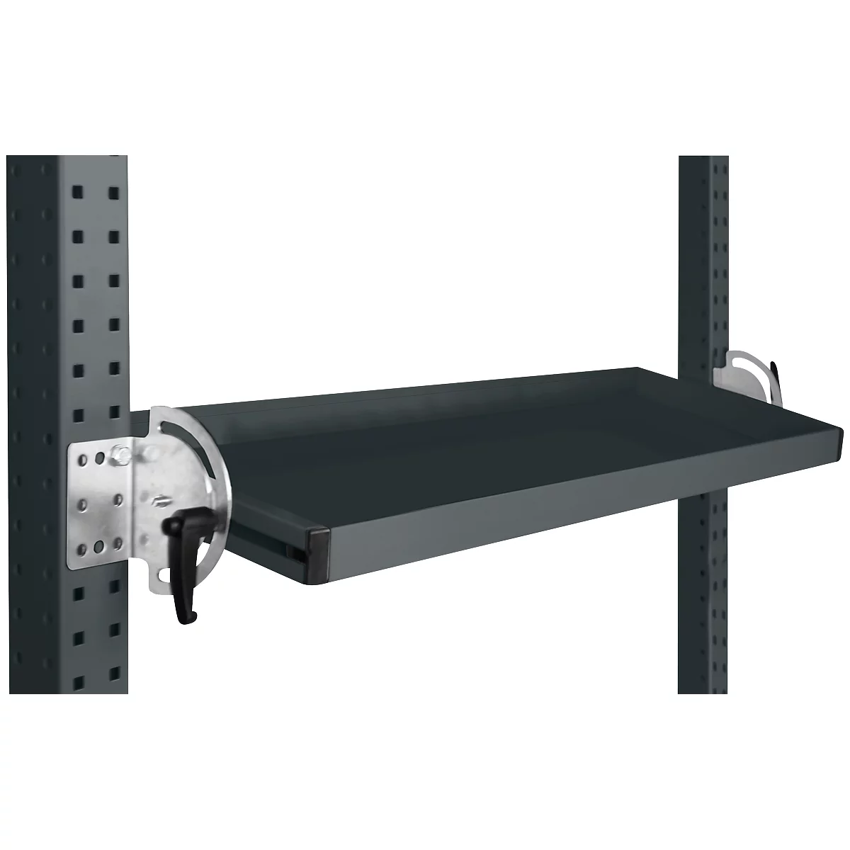 Console de rangement inclinable Manuflex, pour séries Universal ou Profi, profondeur utile 195 mm, pour largeur de table de 2500 mm, anthracite