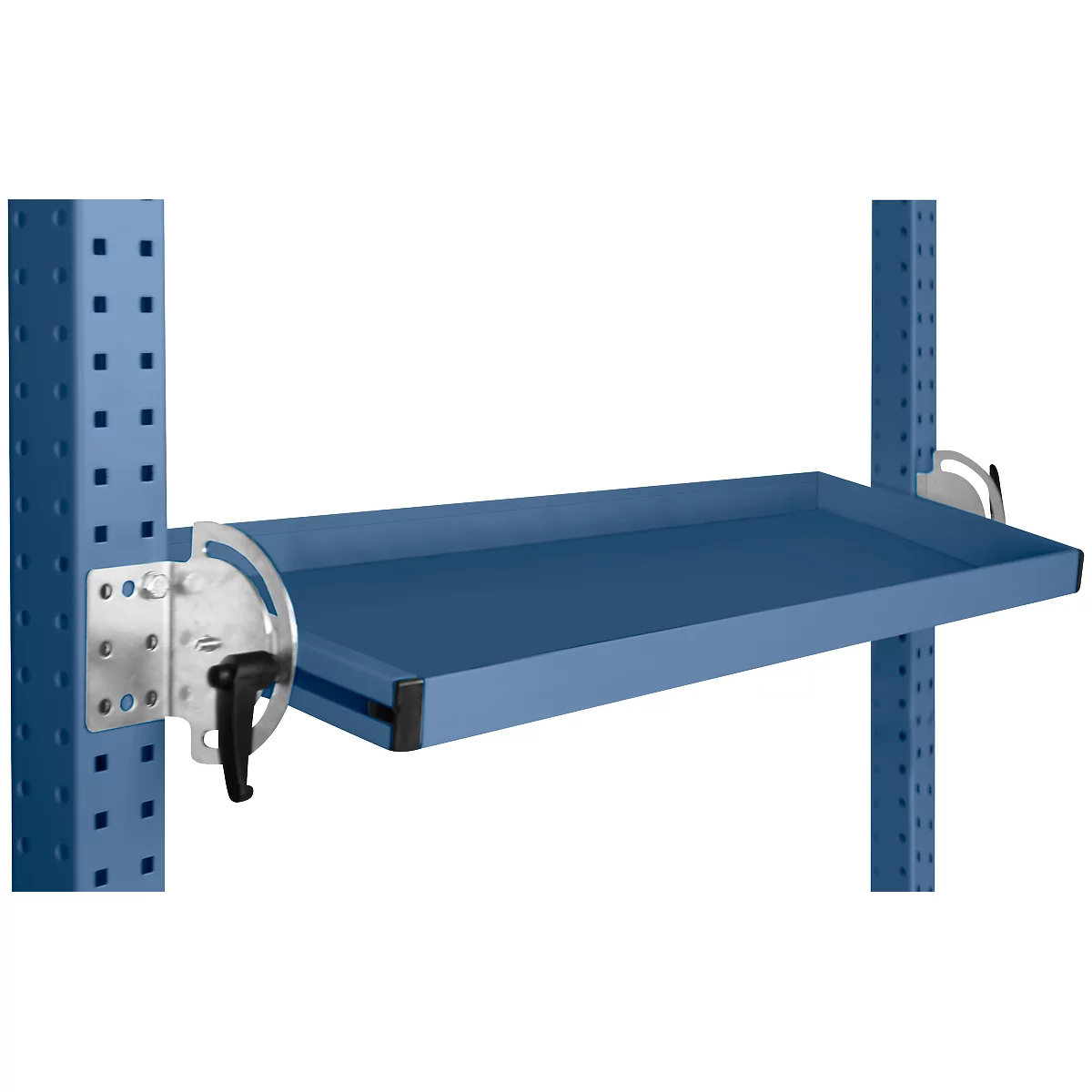 Console de rangement inclinable Manuflex, pour séries Universal ou Profi, profondeur utile 195 mm, pour largeur de table de 2500 mm, bleu brillant