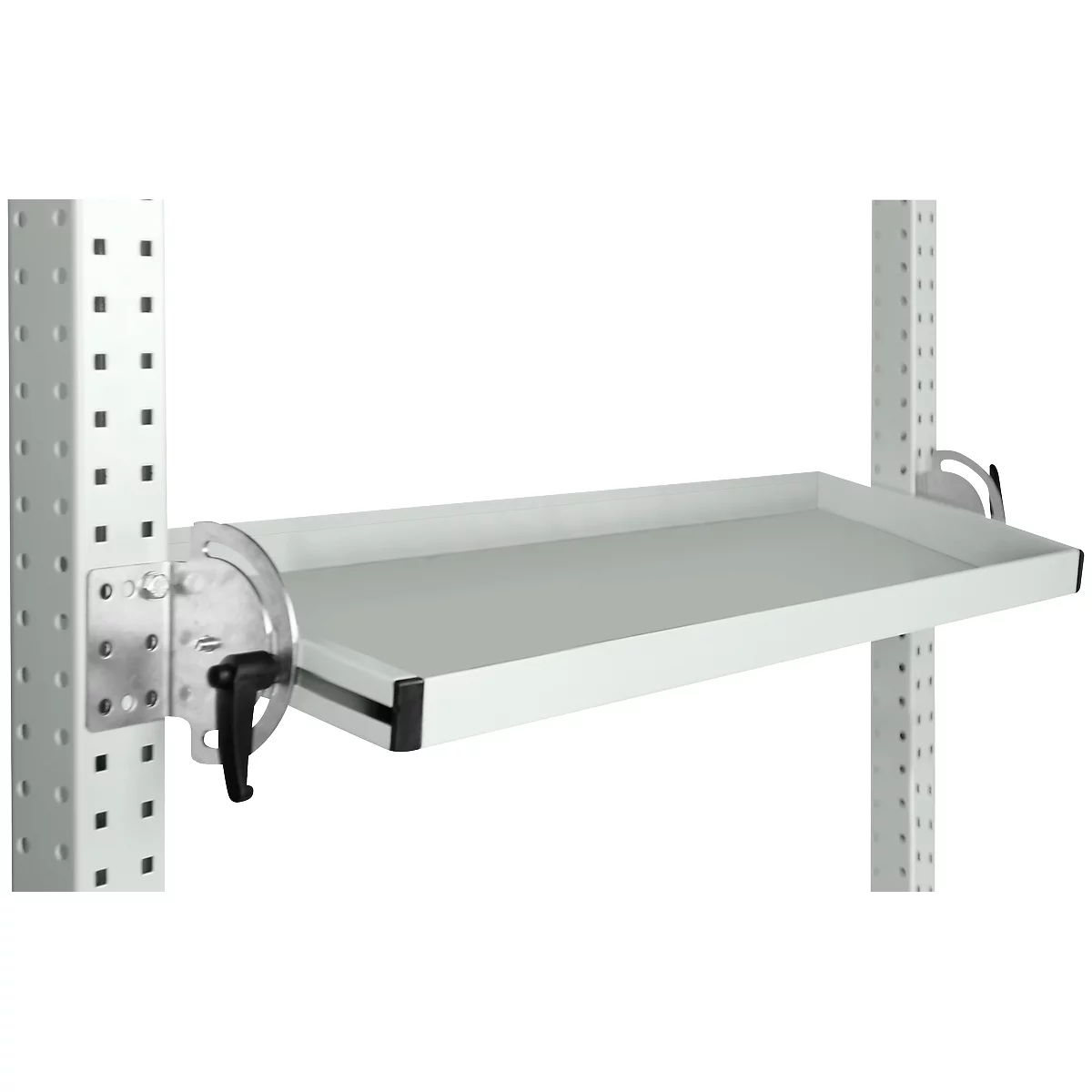 Console de rangement inclinable Manuflex, pour séries Universal ou Profi, profondeur utile 195 mm, pour largeur de table de 2500 mm, gris clair