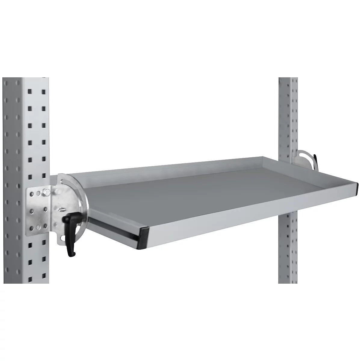 Console de rangement inclinable Manuflex, pour séries Universal ou Profi, profondeur utile 345 mm, pour largeur de table de 1250 mm, alu argent