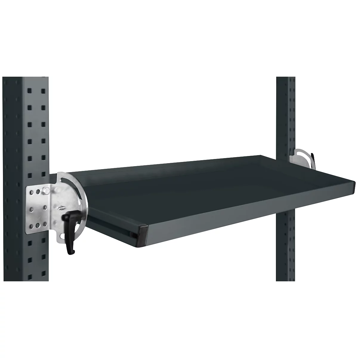 Console de rangement inclinable Manuflex, pour séries Universal ou Profi, profondeur utile 345 mm, pour largeur de table de 1250 mm, anthracite