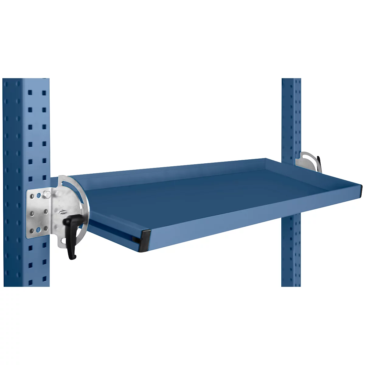 Console de rangement inclinable Manuflex, pour séries Universal ou Profi, profondeur utile 345 mm, pour largeur de table de 1250 mm, bleu brillant
