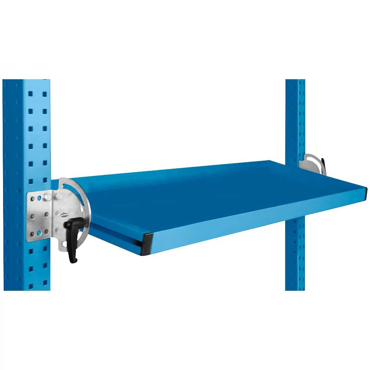 Console de rangement inclinable Manuflex, pour séries Universal ou Profi, profondeur utile 345 mm, pour largeur de table de 1250 mm, bleu clair
