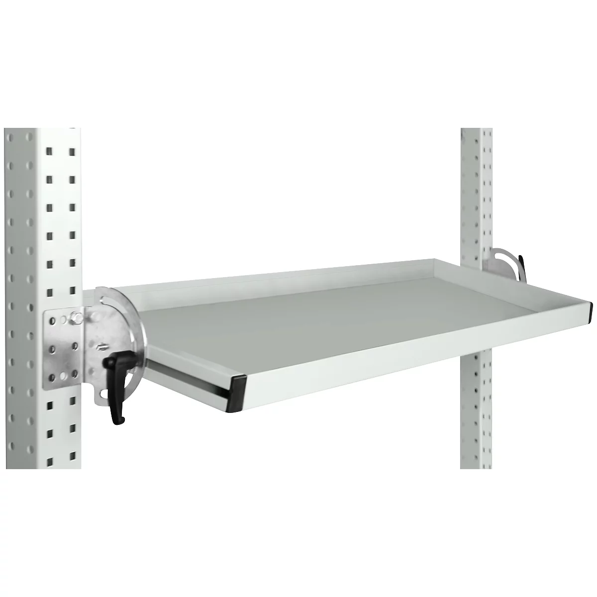 Console de rangement inclinable Manuflex, pour séries Universal ou Profi, profondeur utile 345 mm, pour largeur de table de 1250 mm, gris clair