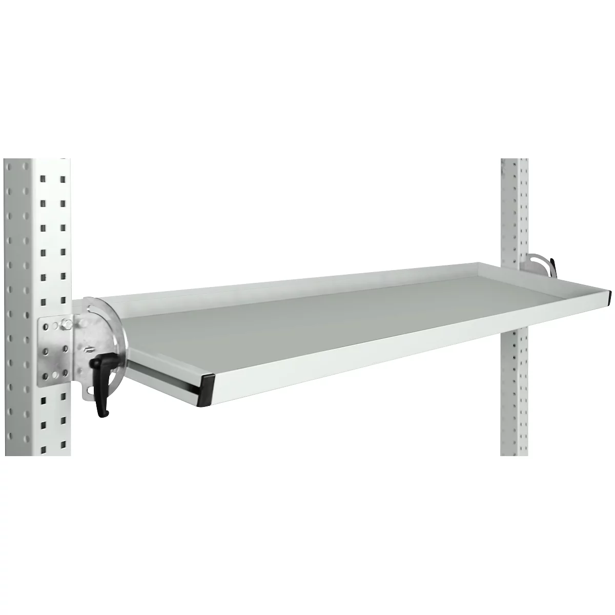 Console de rangement inclinable Manuflex, pour séries Universal ou Profi, profondeur utile 345 mm, pour largeur de table de 1500 mm, gris clair