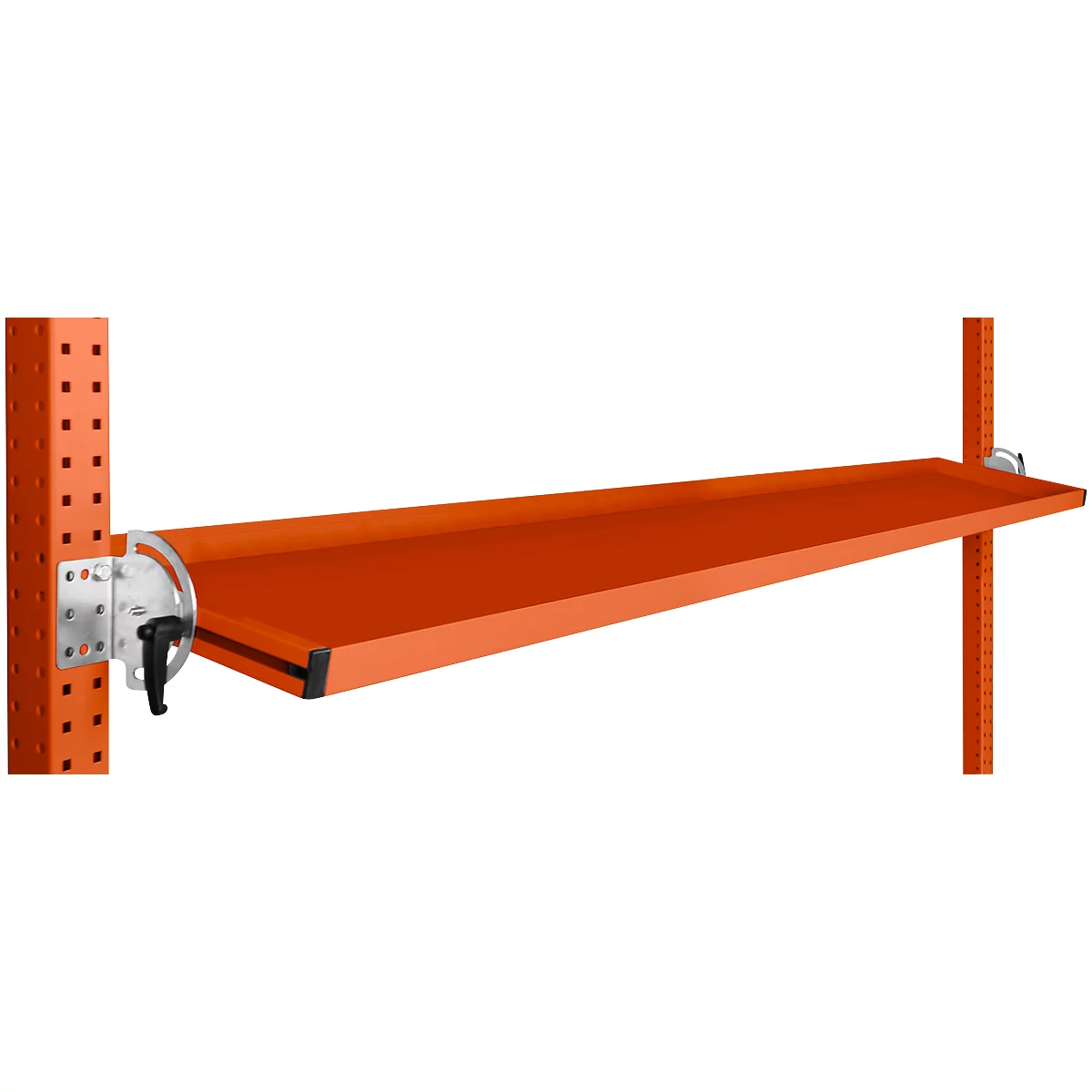 Console de rangement inclinable Manuflex, pour séries Universal ou Profi, profondeur utile 345 mm, pour largeur de table de 1750 mm, rouge orangé