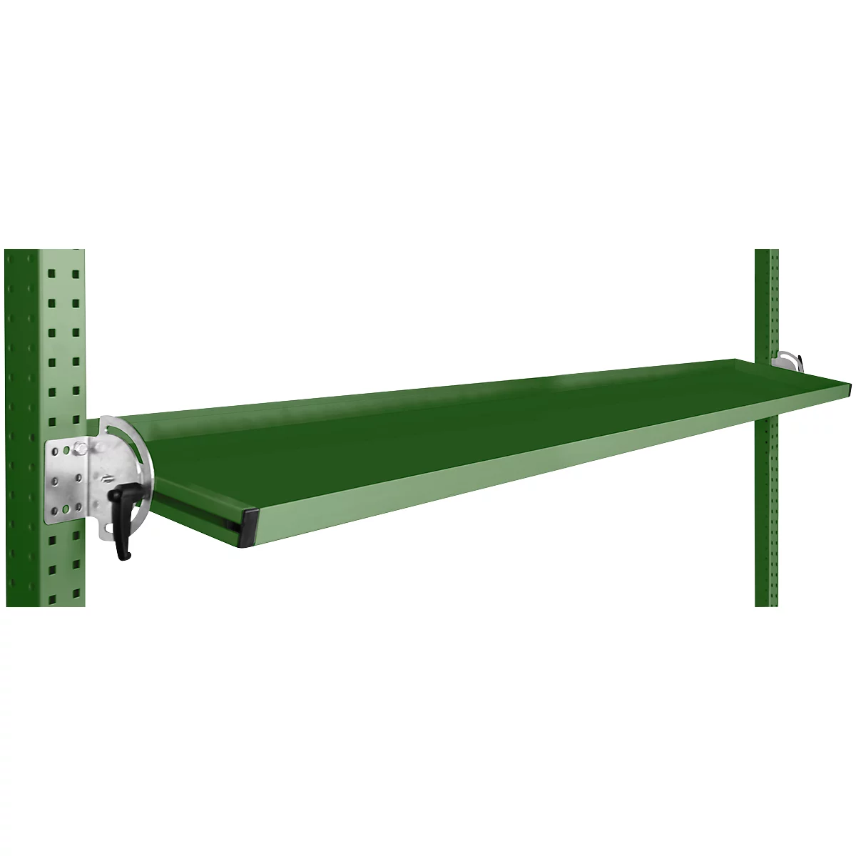 Console de rangement inclinable Manuflex, pour séries Universal ou Profi, profondeur utile 345 mm, pour largeur de table de 1750 mm, vert réséda