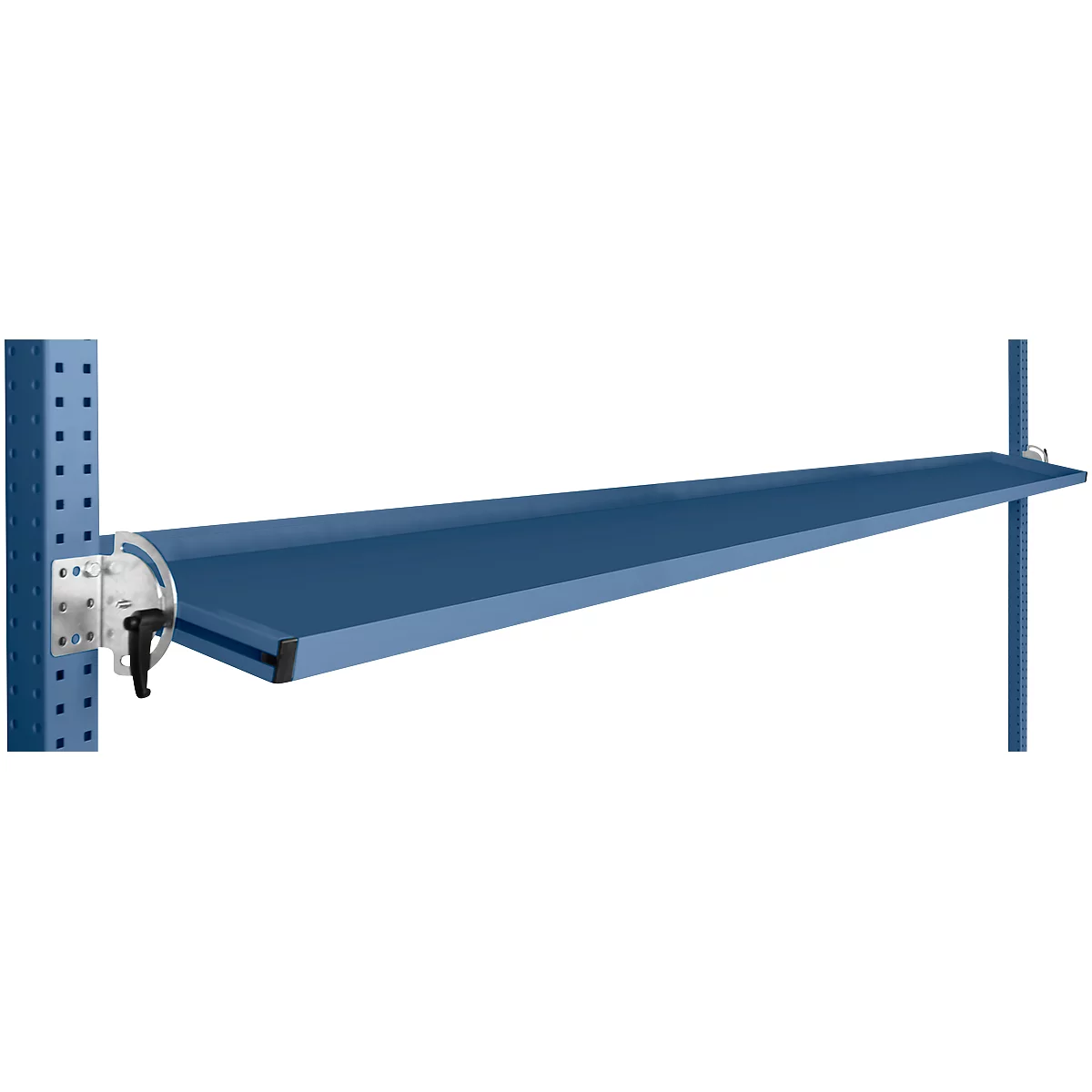 Console de rangement inclinable Manuflex, pour séries Universal ou Profi, profondeur utile 345 mm, pour largeur de table de 2000 mm, bleu brillant