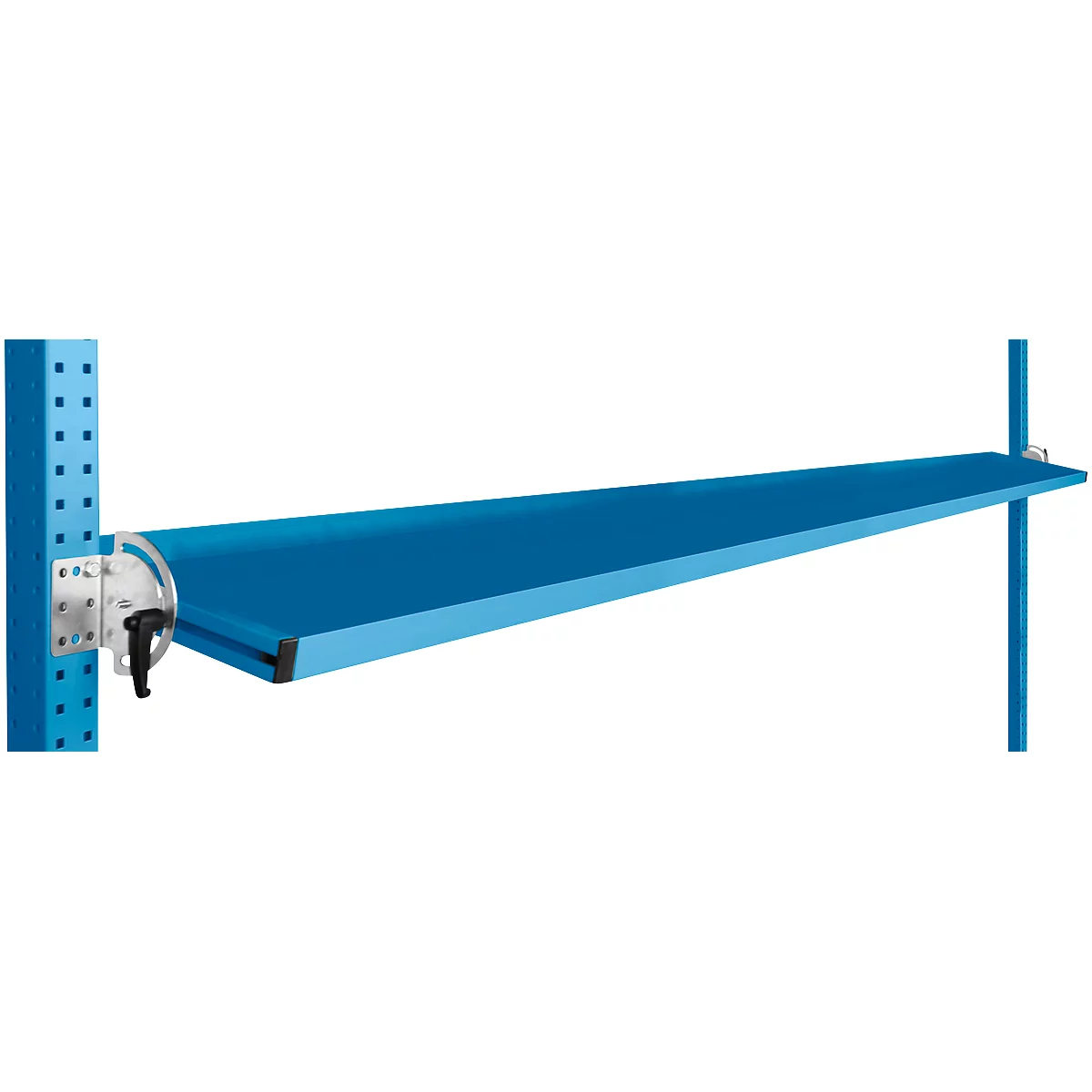 Console de rangement inclinable Manuflex, pour séries Universal ou Profi, profondeur utile 345 mm, pour largeur de table de 2000 mm, bleu clair