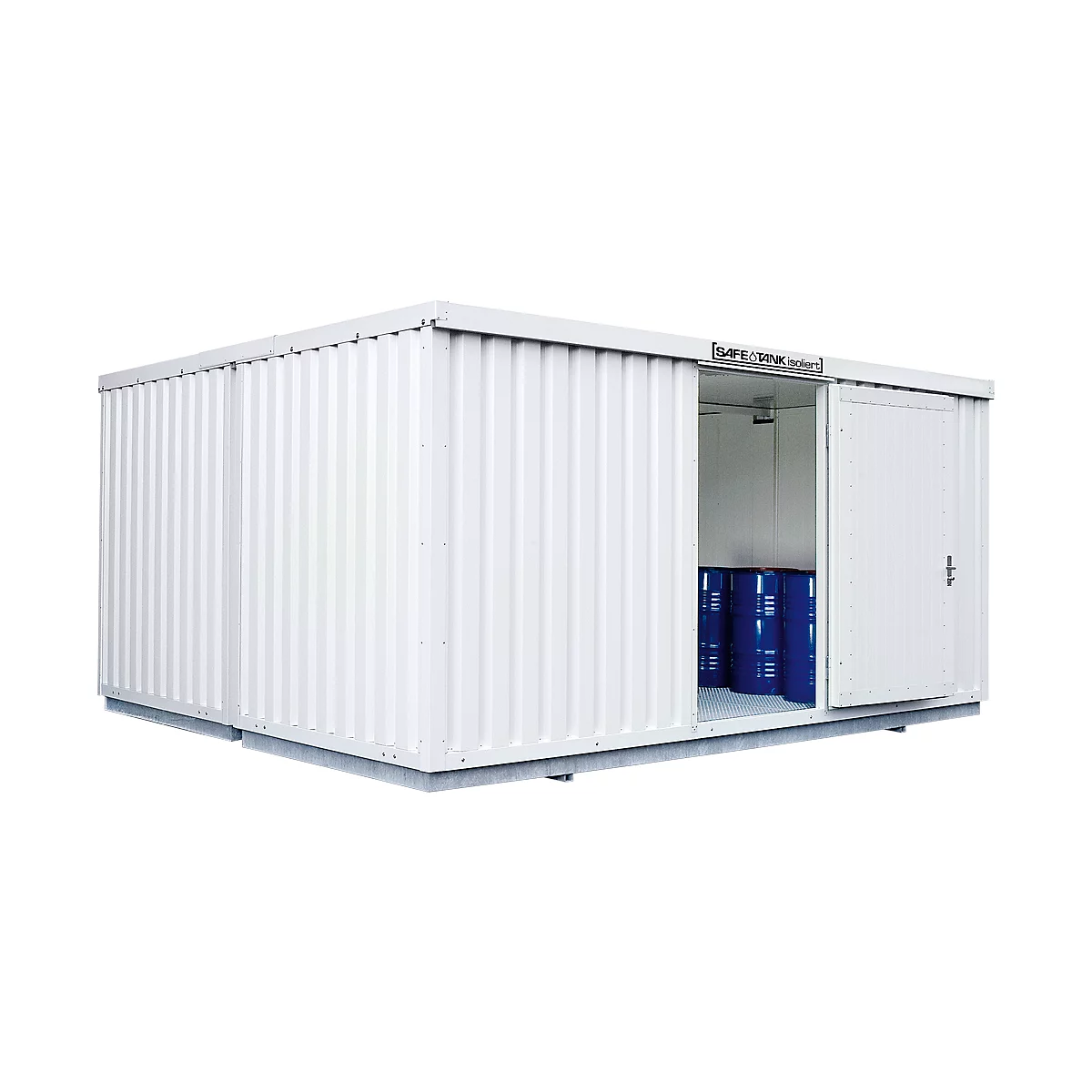 Container voor gevaarlijke stoffen SAFE Tank 2000, geïsoleerd, RAL 9002 grijswit, B 3050 x D 4340 x H 2520 mm