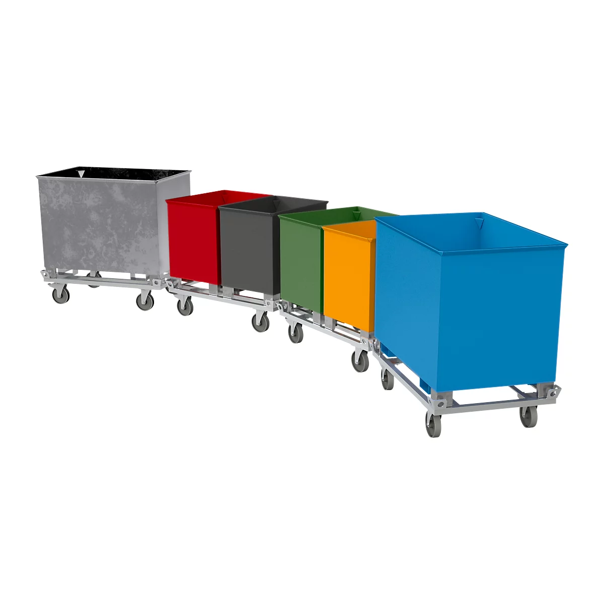 Container voor trajecttreinen type C 80, voor vaste stoffen, 3 hoog stapelbaar, capaciteit 0,8 m³, tot 1000 kg, gegalvaniseerd