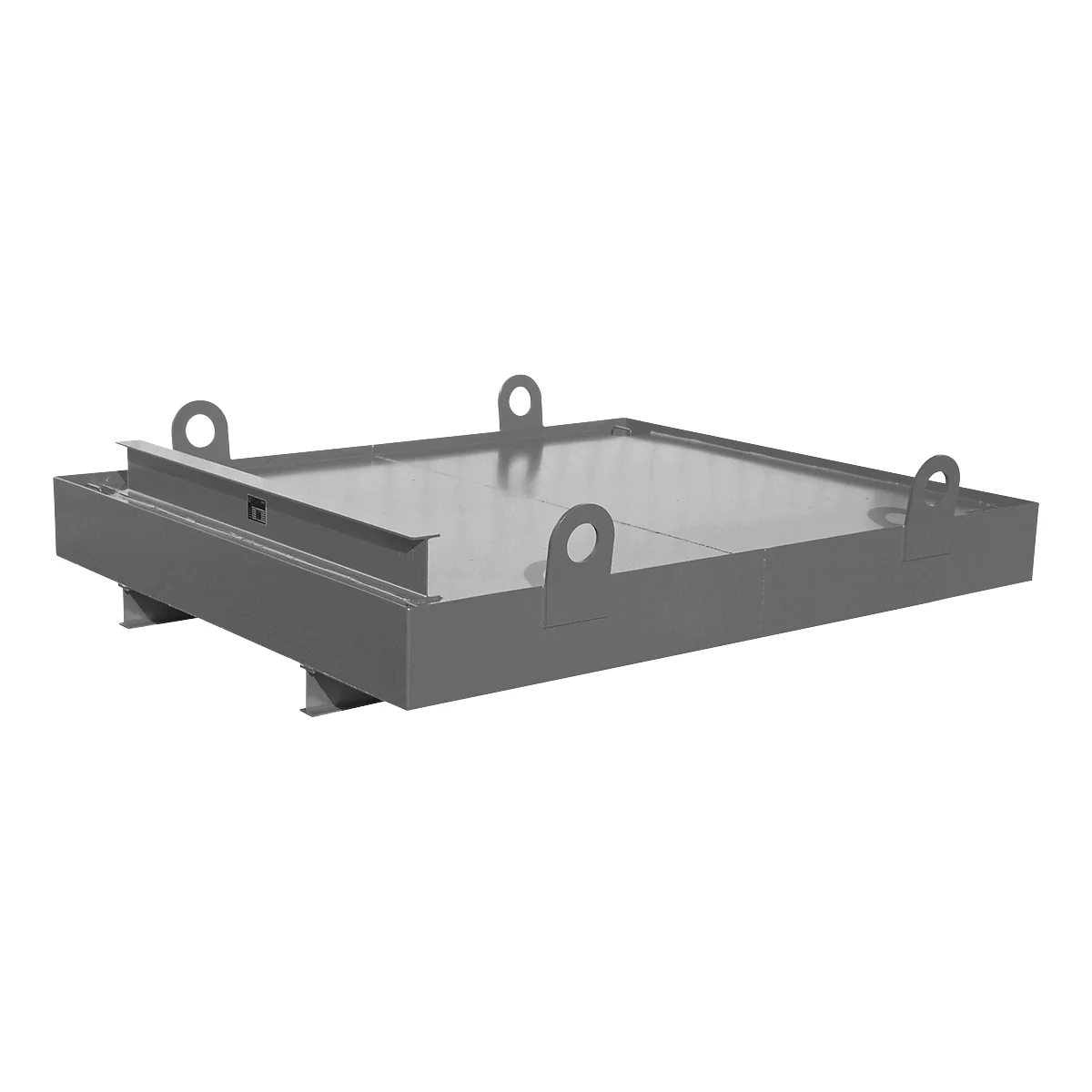 Containerbak CW 1, staal, voor afzetcontainer tot 10 m³, neigingshoek 5°, 2300 x 2030 x 560, RAL7005