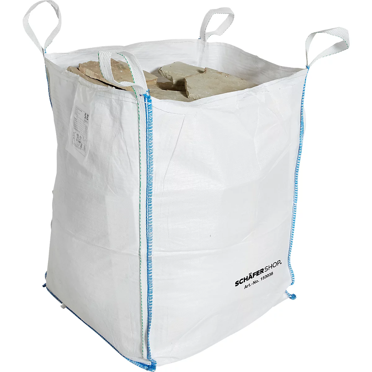 Containersack Schäfer Shop Genius Big Bag, oben offen, bis 1,5 t, 4  Hebeschlaufen, B 900 x T 900 x H 1200 mm, weiß, vers. Stückzahlen günstig  kaufen