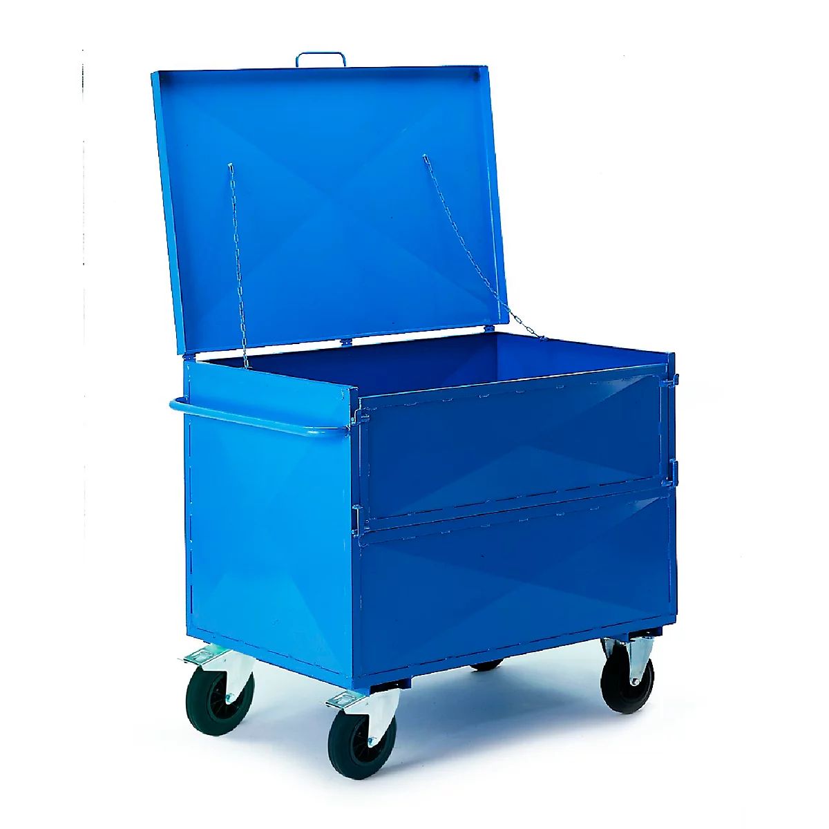 Containerwagen van plaatstaal met deksel, 990 x 680 mm