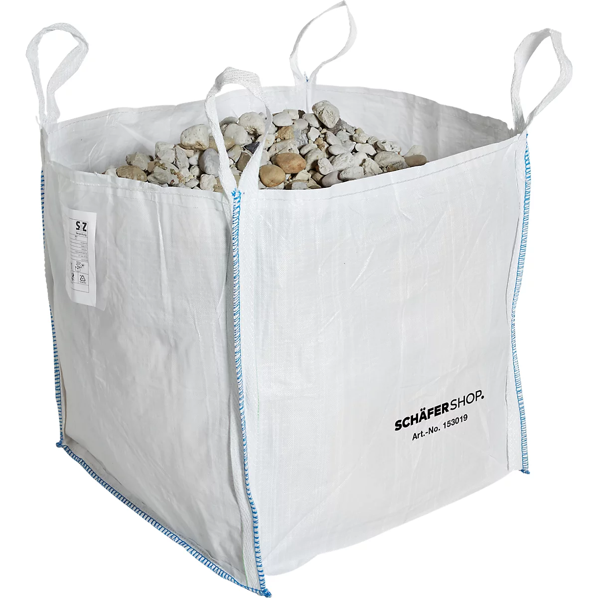Containerzak Schäfer Shop Genius Big Bag, open top, tot 150 kg, 4 hijslussen, 5 stuks, B 700 x D 700 x H 700 mm, wit