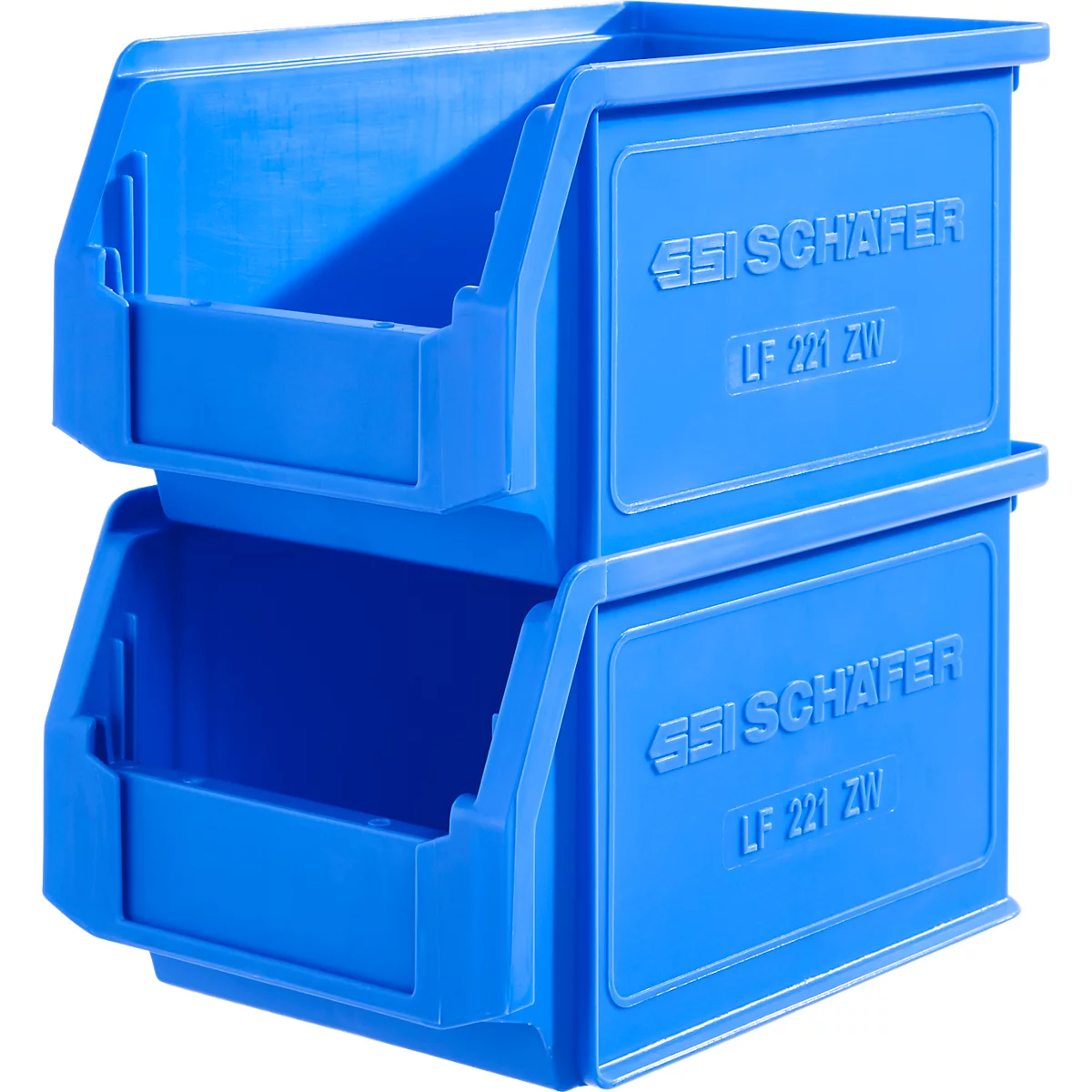 Contenedor abierto SSI Schäfer LF 221, polipropileno, L 234 x An 150 x Al 122 mm, 2,7 l, azul