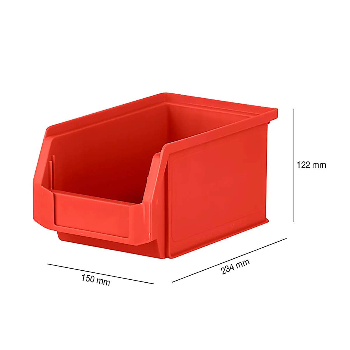 Contenedor abierto SSI Schäfer LF 221, polipropileno, L 234 x An 150 x Al 122 mm, 2,7 l, rojo