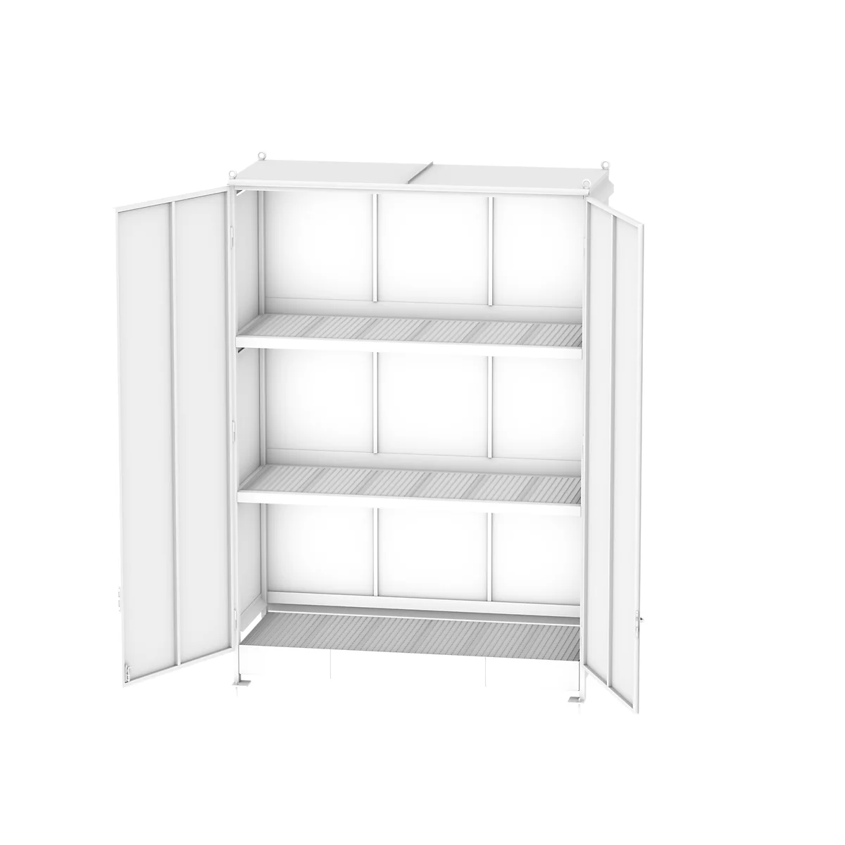 Contenedor BAUER CEN 29-3 IBC, acero, puerta de doble hoja, ancho 3565 x fondo 1585 x alto 4950 mm, blanco