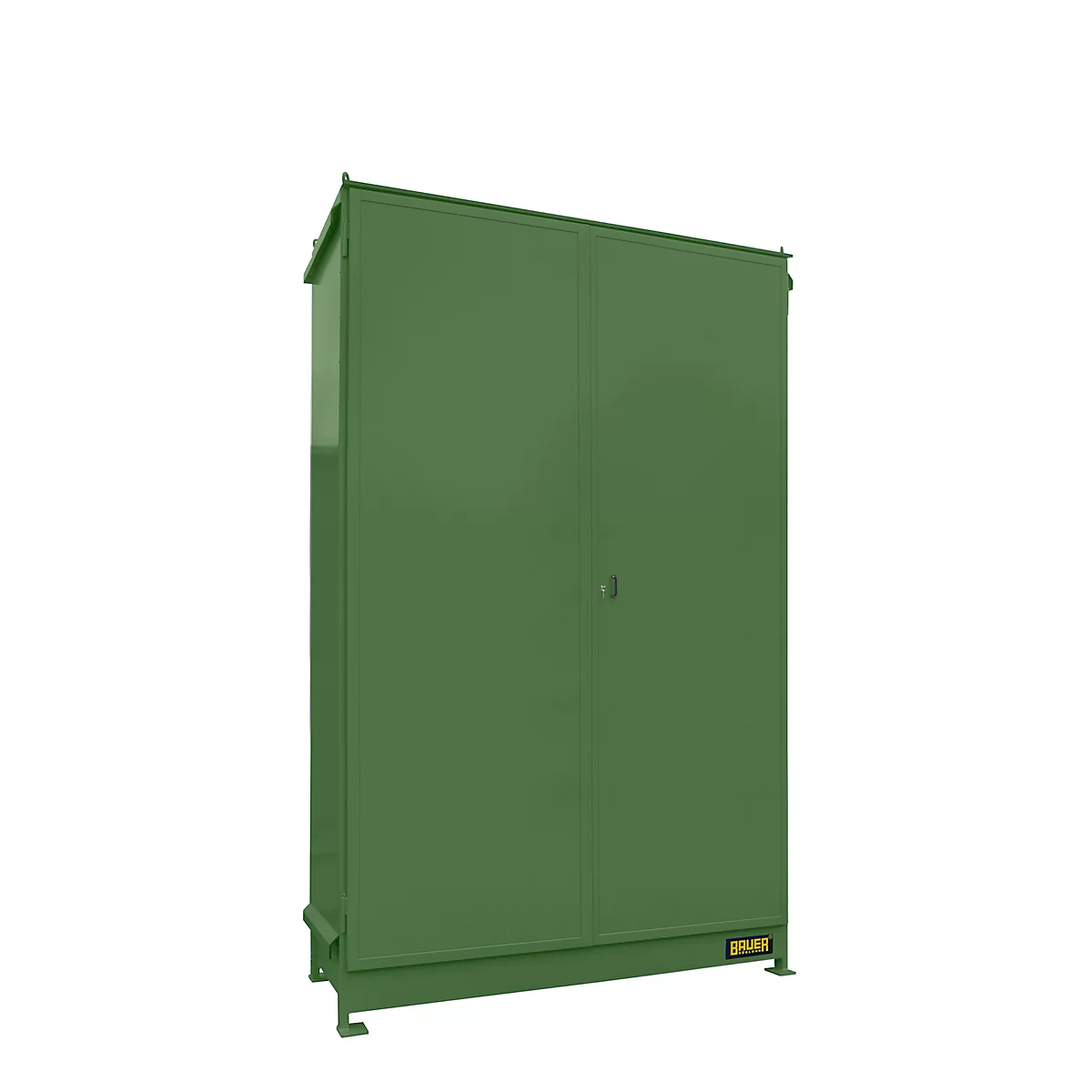 Contenedor BAUER CEN 29-3 IBC, acero, puerta de doble hoja, ancho 3565 x fondo 1585 x alto 4950 mm, verde