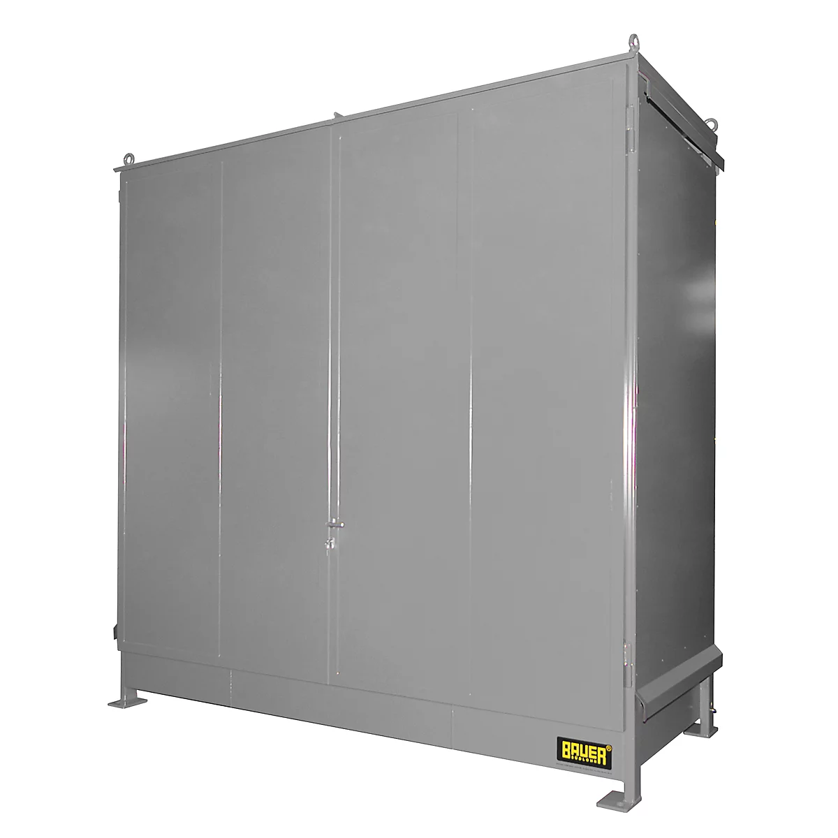 Contenedor BAUER CEN 33-2 IBC, acero, puerta de doble hoja, ancho 3510 x fondo 1480 x alto 3445 mm, gris