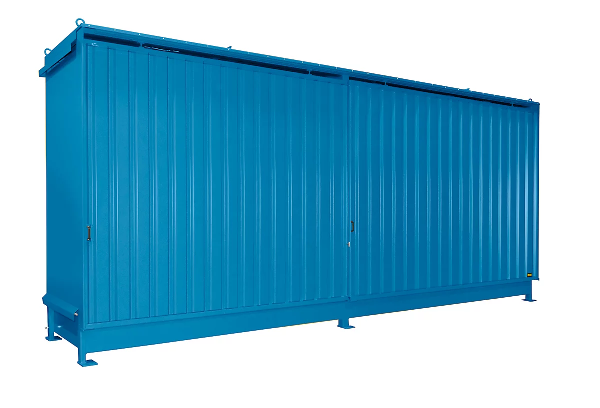 Contenedor BAUER CEN 65-2 IBC, acero, puerta corredera, ancho 6915 x fondo 1550 x alto 3445 mm, azul