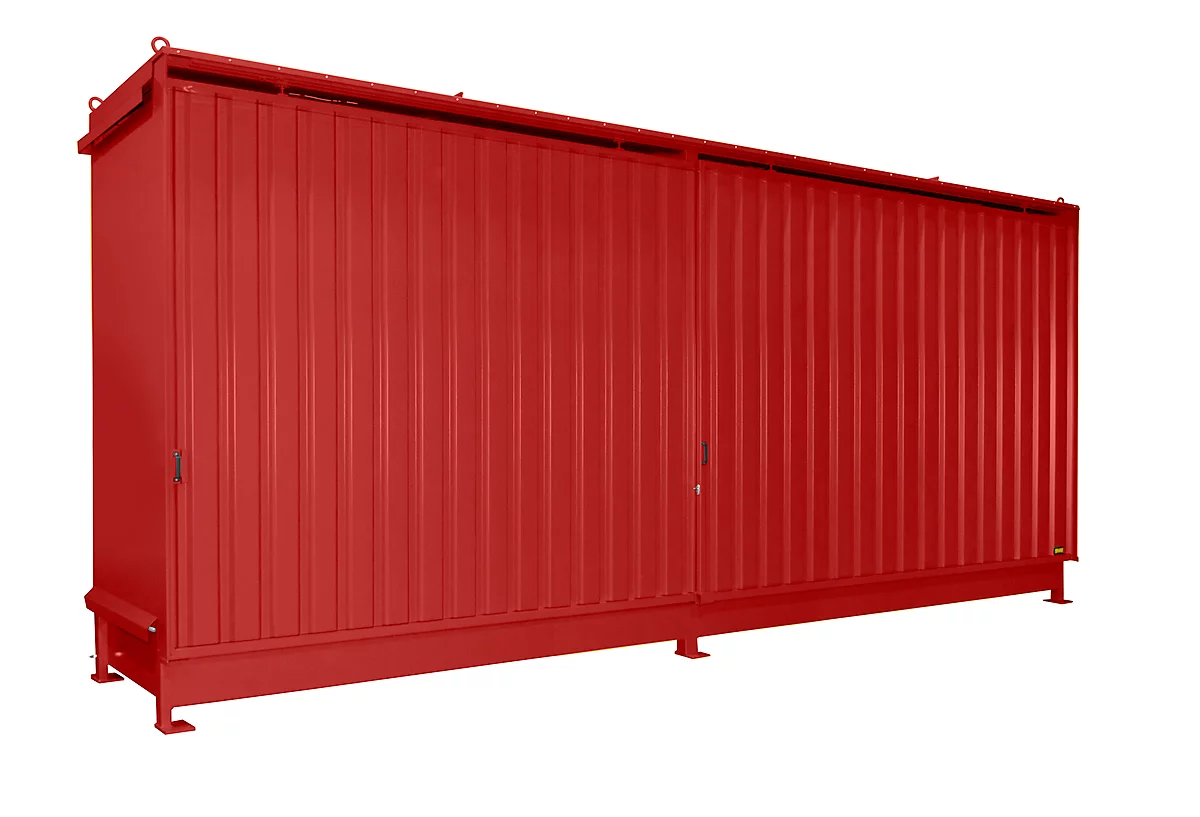 Contenedor BAUER CEN 65-2 IBC, acero, puerta corredera, ancho 6915 x fondo 1550 x alto 3445 mm, rojo
