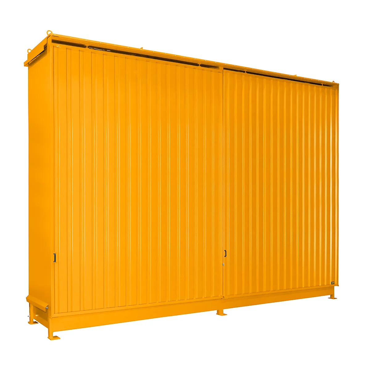 Contenedor BAUER CEN 65-3 IBC, acero, puerta corredera, ancho 7200 x fondo 1600 x alto 4965 mm, naranja