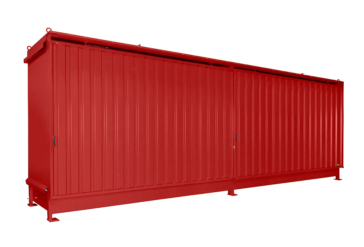 Contenedor BAUER CEN 75-2, acero, puerta corredera, ancho 7615 x fondo 1550 x alto 3145 mm, rojo