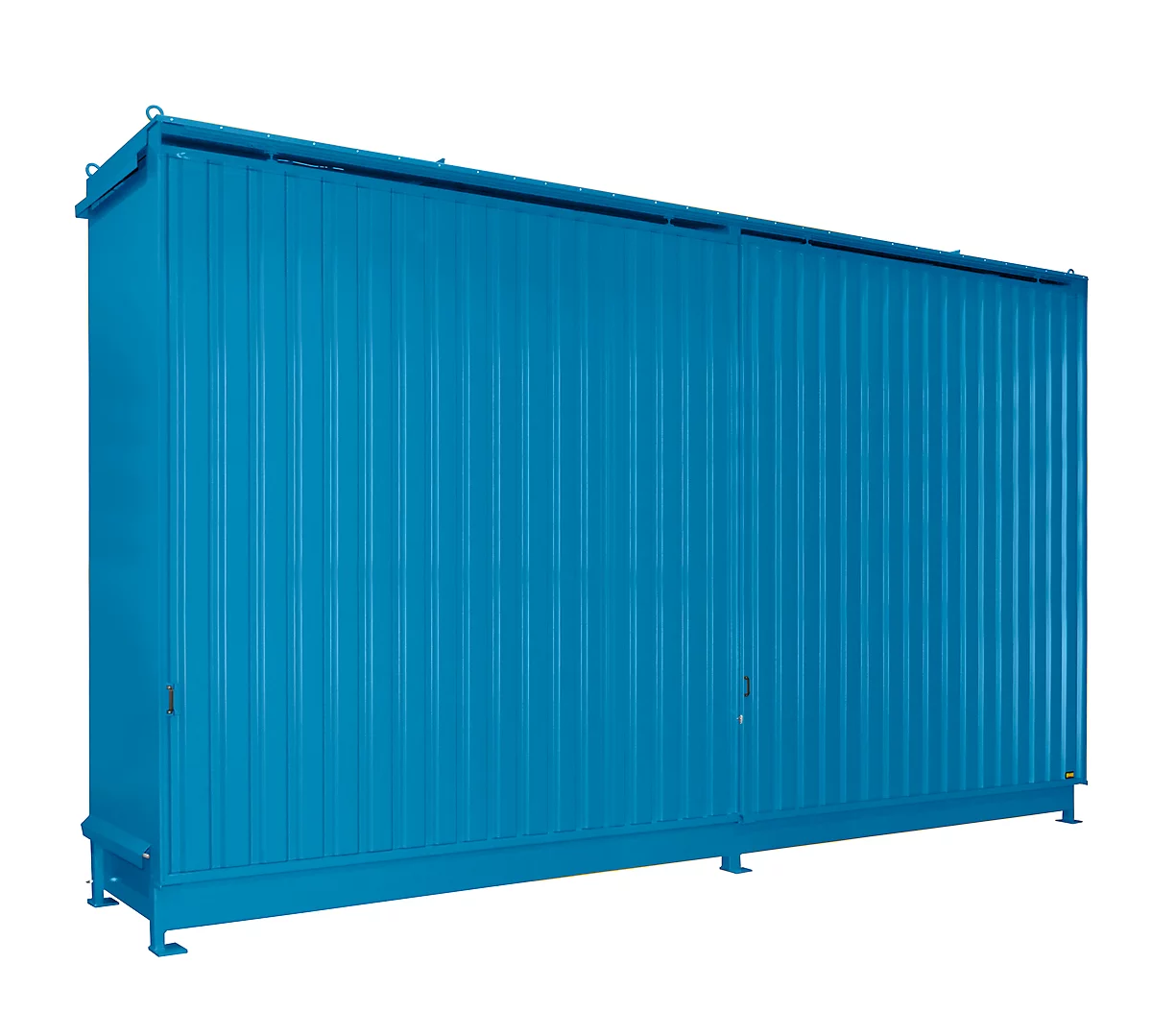 Contenedor BAUER CEN 75-3, acero, puerta corredera, ancho 7800 x fondo 1550 x alto 4545 mm, azul