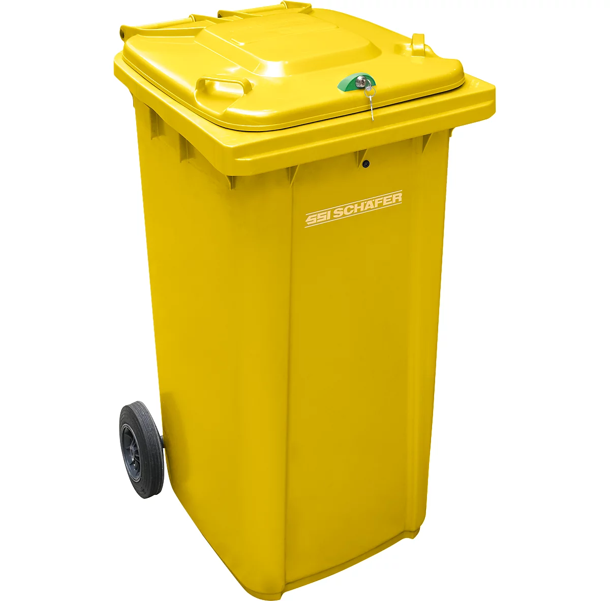 Contenedor de basura GMT, 240 l, cierre por gravedad, amarillo