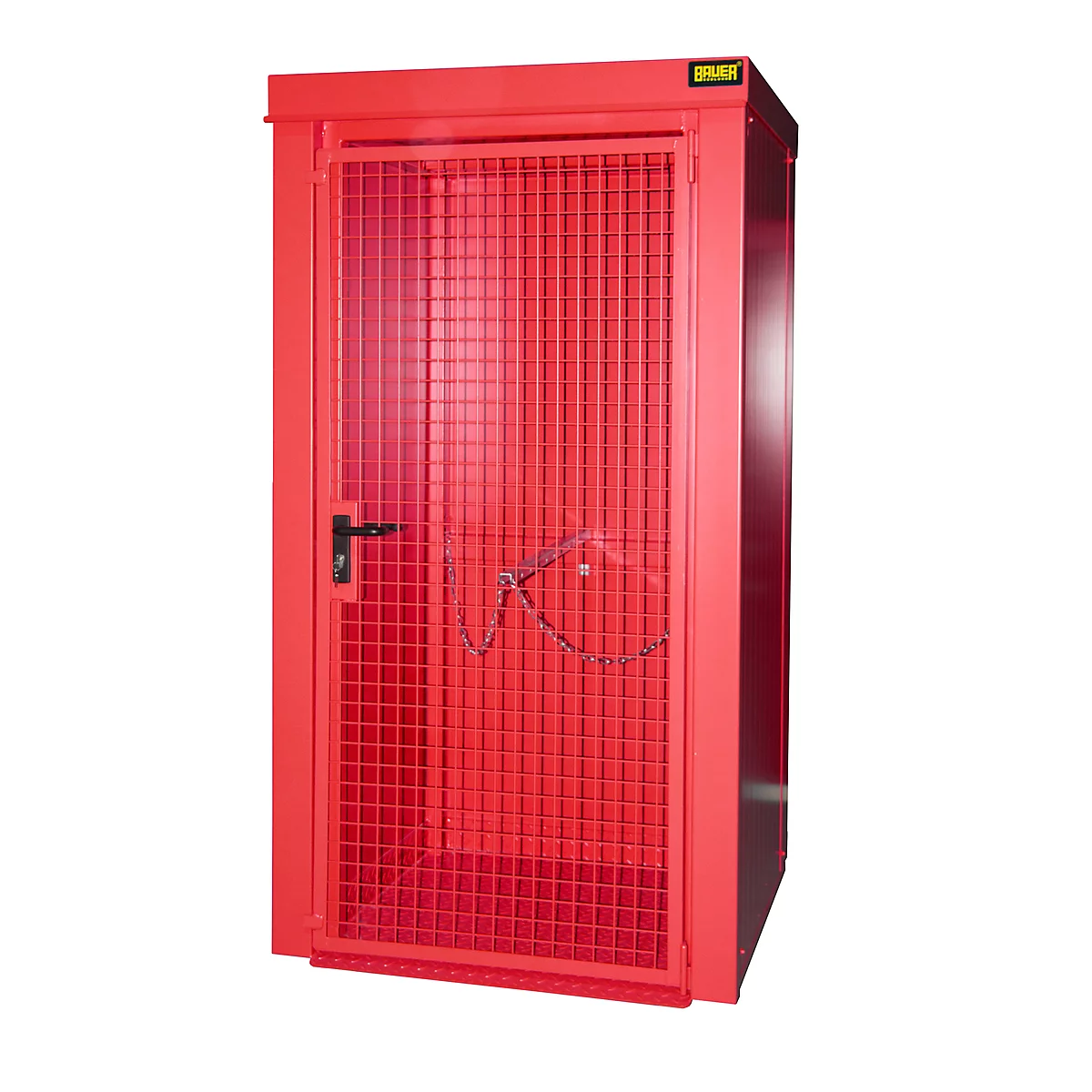 Contenedor de bombonas de gas BAUER GFC-B M0, An 1090 x P 1185 x Al 2205, para 9 bombonas de gas, resistente al fuego, con cerradura, rojo