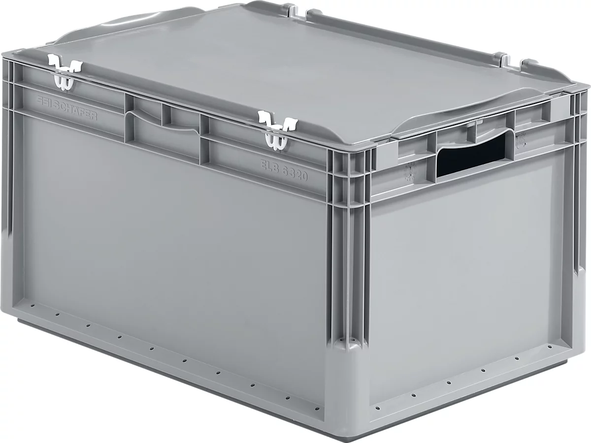 Contenedor ligero Euro Box ELB 6320, de PP, capacidad 64 L, sin tapa, gris