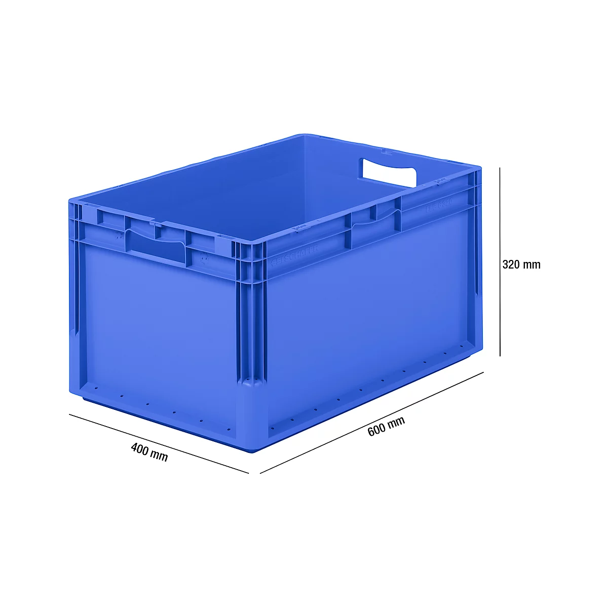 Contenedor ligero Euro Box ELB 6320, de PP, capacidad 64 litros, sin tapa, azul