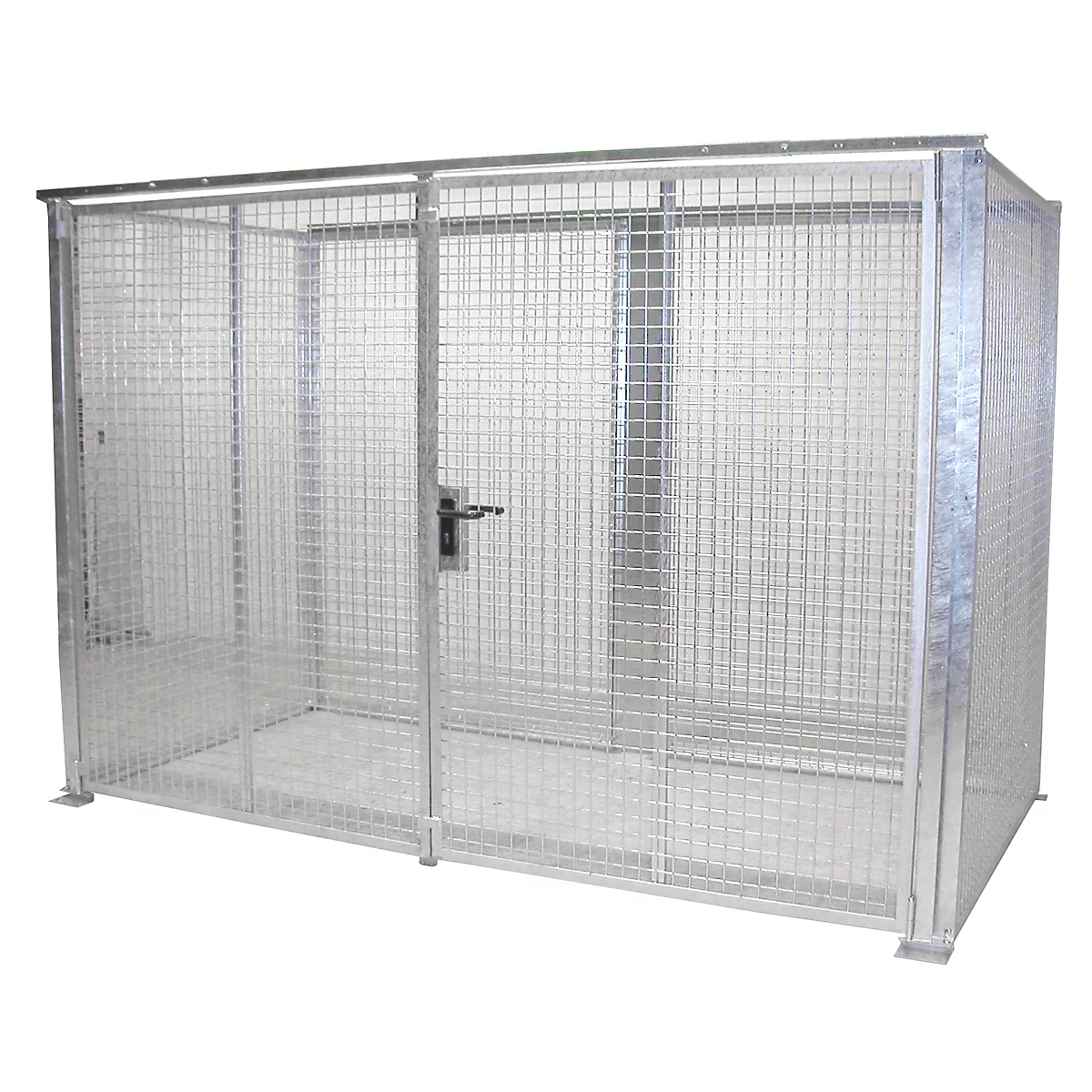Contenedor para bombonas de gas, para uso exterior, sin techo, con puerta de doble hoja, galvanizado en caliente, para 104 bombonas
